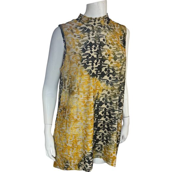 LOGO by Lori Goldstein Tie Dye Clip Jacquard Sleeveless Top Champagne Medium - Picture 5 of 14